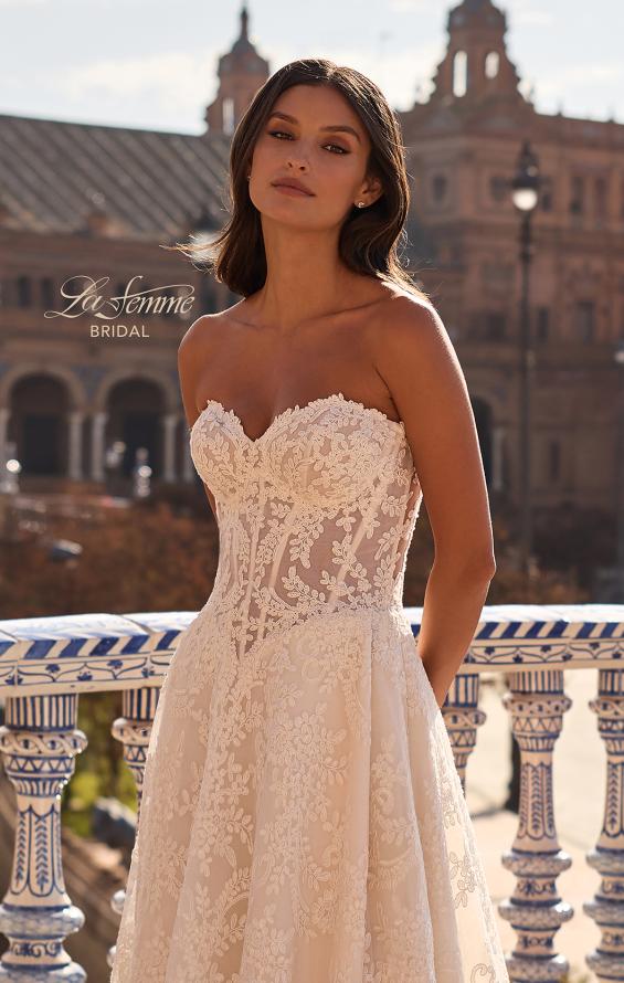 Picture of: Long Sleeve Lace Wedding Dress with High Neck and Slit in IIIRRI, Style: B1472, Detail Picture 6