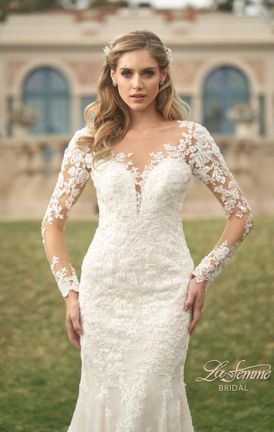 Picture of: Long Sleeve Embellished Lace Trumpet Dress in IINB, Style: B1018, Detail Picture 1