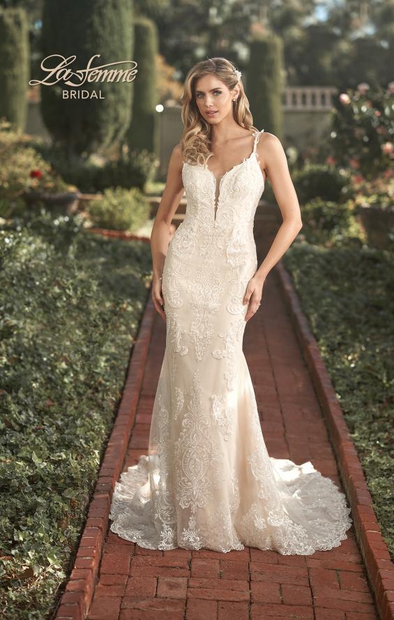 Picture of: Plunge Neck Bridal Dress with Stunning Lace Details in IINI, Style: B1053, Main Picture