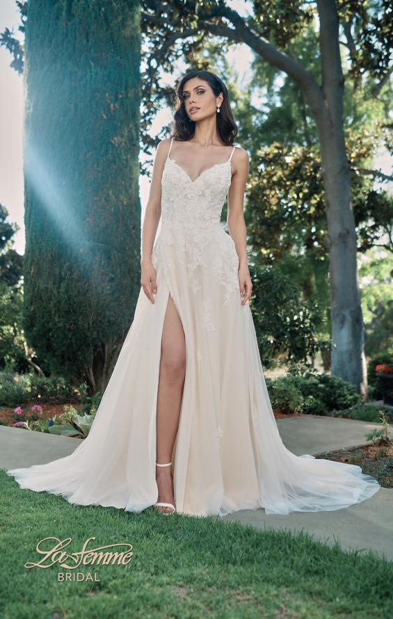 Picture of: A-Line Lace and Tulle Wedding Dress with Slit and Pockets in IINI, Style: B1123, Main Picture