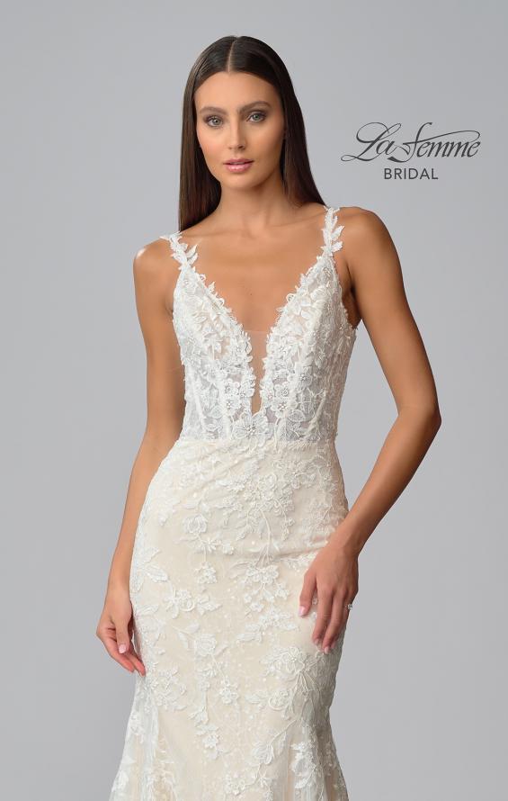 Picture of: Plunge Neck Gown with Illusion Lace Bodice in IINI, Style: B1081, Detail Picture 8