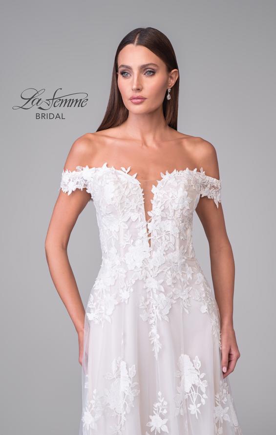 Picture of: Stunning Off the Shoulder Wedding Dress with Slit and Illusion Back in IINI, Style: B1223, Detail Picture 8