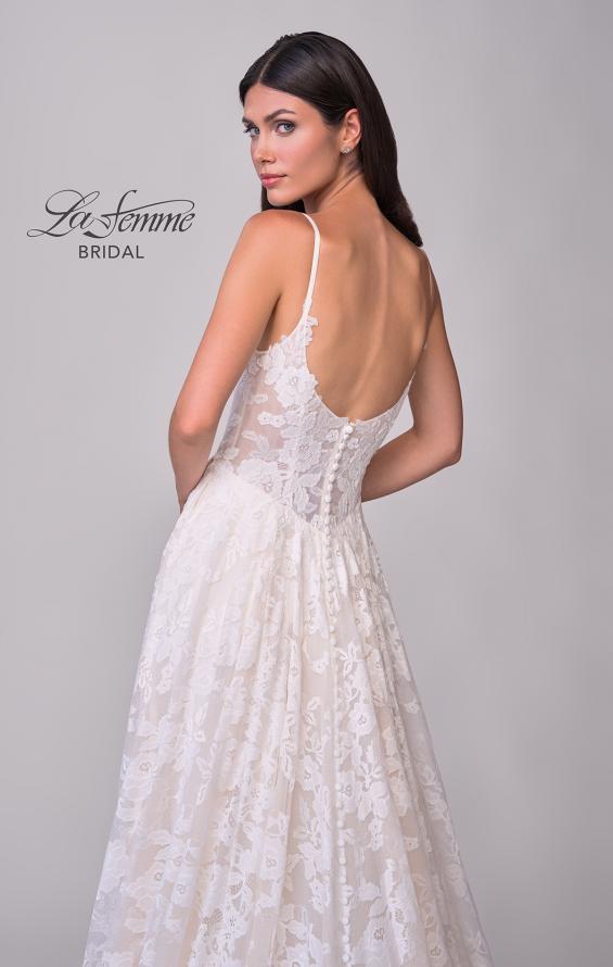Picture of: Beautiful Lace A Line Wedding Gown with Deep V Illusion Neckline and Pockets in IINI, Style: B1338, Detail Picture 9