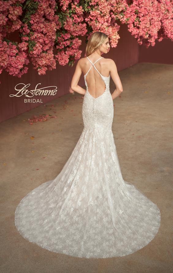 Picture of: Lace Trumpet Wedding Dress with Open Back in IINI, Style: B1010, Back Picture