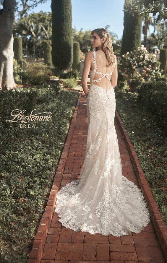 Picture of: Plunge Neck Bridal Dress with Stunning Lace Details in IINI, Style: B1053, Back Picture