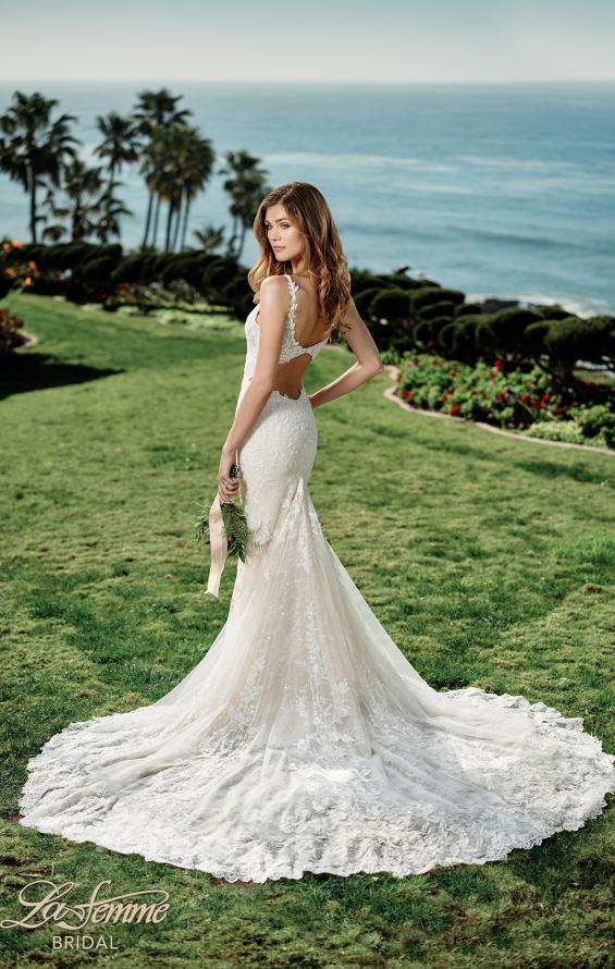 Picture of: Plunge Neck Gown with Illusion Lace Bodice in IINI, Style: B1081, Detail Picture 2