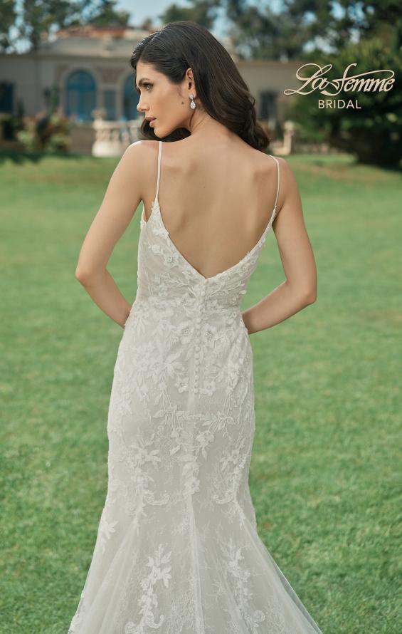 Picture of: Lace Plunge Neck Bridal Dress with Gorgeous Full Train in IINI, Style: B1216, Detail Picture 2