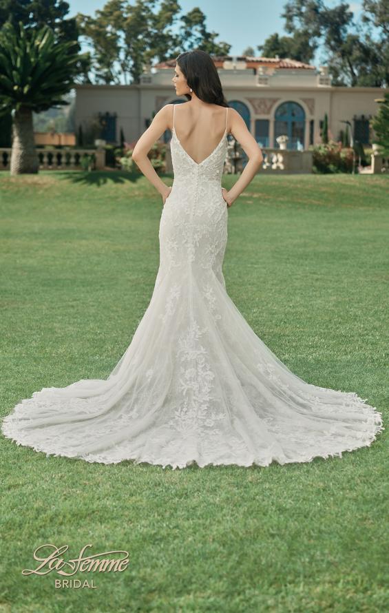 Picture of: Lace Plunge Neck Bridal Dress with Gorgeous Full Train in IINI, Style: B1216, Detail Picture 3
