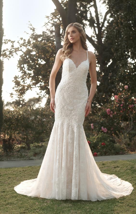 Picture of: Lace Trumpet Wedding Dress with Open Back in IINI, Style: B1010, Detail Picture 5, Landscape