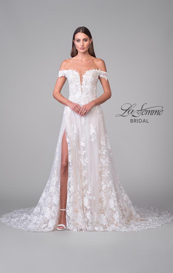 Picture of: Stunning Off the Shoulder Wedding Dress with Slit and Illusion Back in IINI, Style: B1223, Detail Picture 5