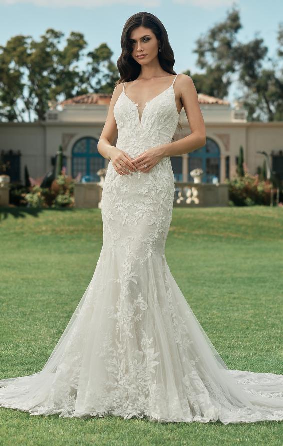Picture of: Lace Plunge Neck Bridal Dress with Gorgeous Full Train in IINI, Style: B1216, Detail Picture 6, Landscape