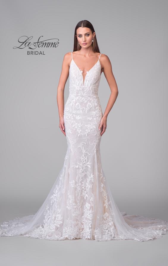 Picture of: Lace Plunge Neck Bridal Dress with Gorgeous Full Train in IINI, Style: B1216, Detail Picture 7