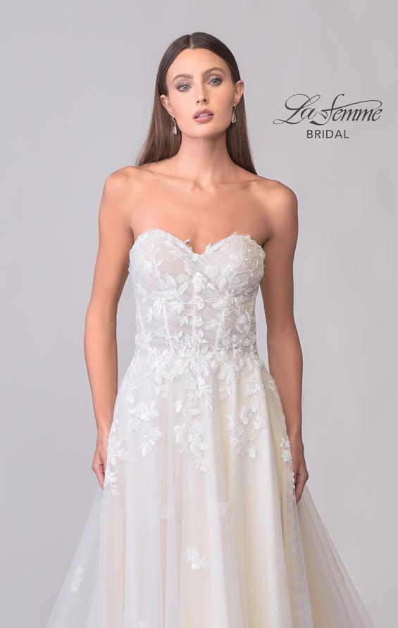 Picture of: Strapless Tulle and Lace A-Line Gown with High Slit and Sweetheart Neckline in IINI, Style: B1283, Detail Picture 7