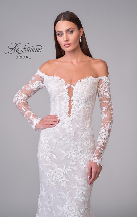 Picture of: Long Sleeve Off the Shoulder Lace Gown with Illusion Back in IINII, Style: B1175, Detail Picture 10