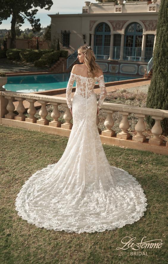 Picture of: Long Sleeve Off the Shoulder Lace Gown with Illusion Back in IINII, Style: B1175, Back Picture