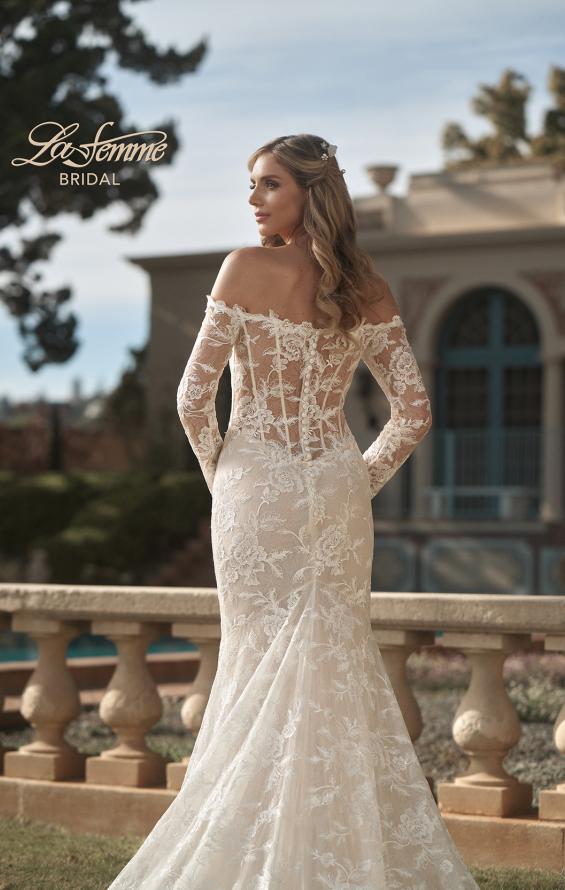 Picture of: Long Sleeve Off the Shoulder Lace Gown with Illusion Back in IINII, Style: B1175, Detail Picture 2