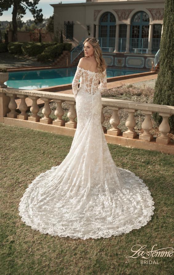 Picture of: Long Sleeve Off the Shoulder Lace Gown with Illusion Back in IINII, Style: B1175, Detail Picture 4