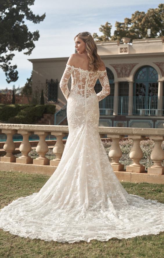 Picture of: Long Sleeve Off the Shoulder Lace Gown with Illusion Back in IINII, Style: B1175, Detail Picture 6, Landscape
