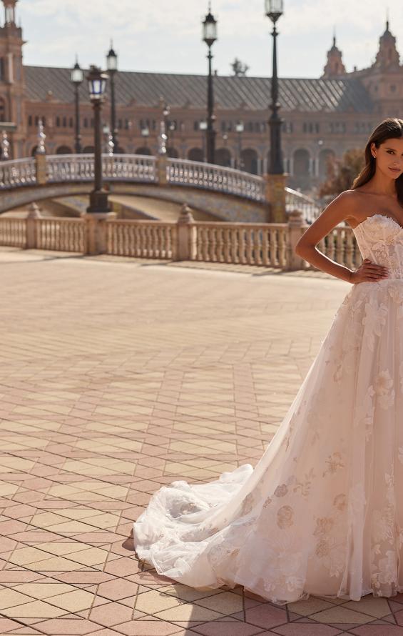 Picture of: Strapless Floral Lace A-Line Wedding Dress in IIPII, Style: B1479, Detail Picture 6, Landscape