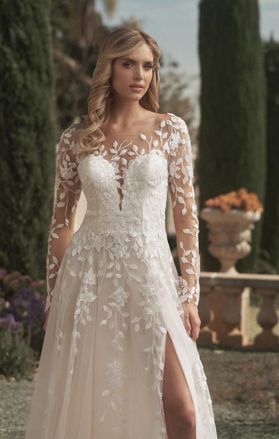 Picture of: Bridal Gown with Sheer Lace Sleeves and Buttons in ILI, Style: B1086, Detail Picture 8, Landscape