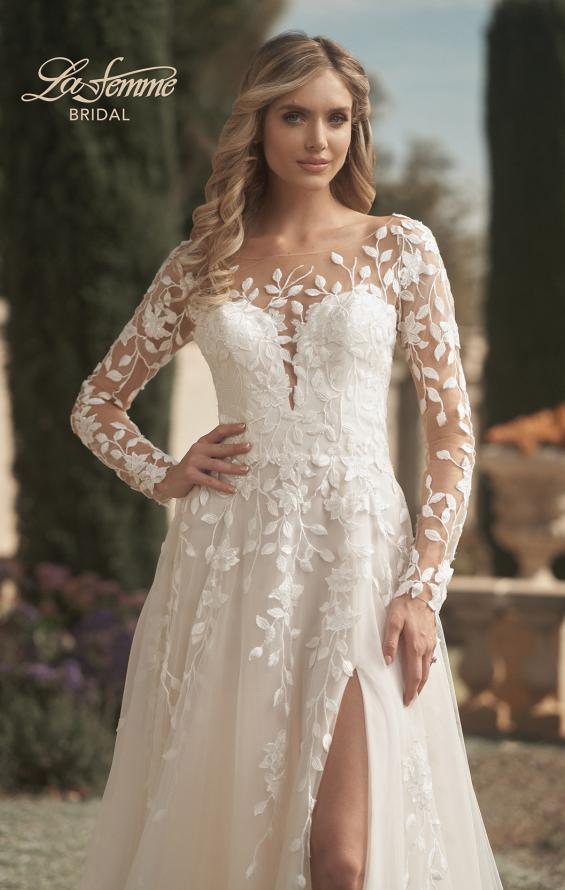 Picture of: Bridal Gown with Sheer Lace Sleeves and Buttons in ILI, Style: B1086, Detail Picture 1