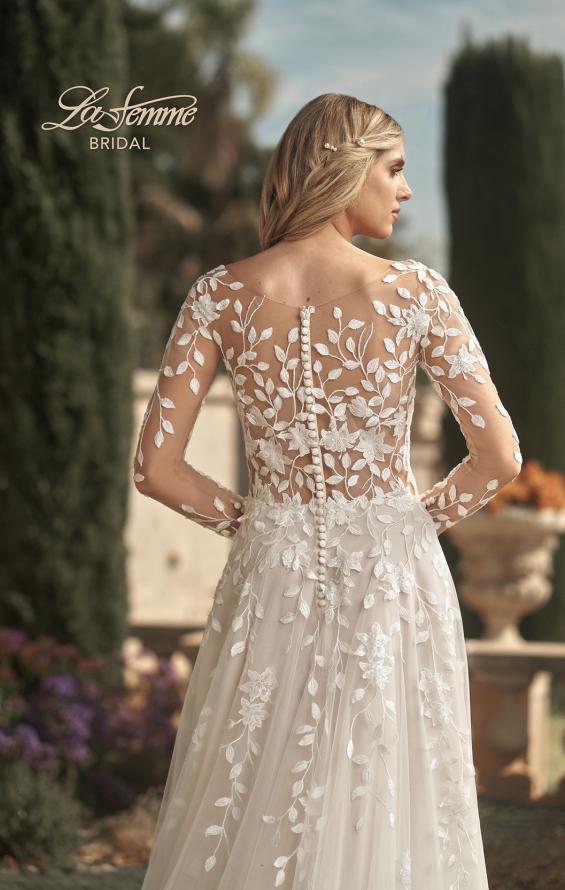 Picture of: Bridal Gown with Sheer Lace Sleeves and Buttons in ILI, Style: B1086, Detail Picture 2