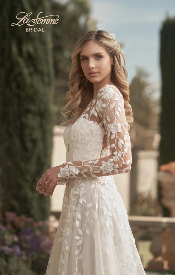Picture of: Bridal Gown with Sheer Lace Sleeves and Buttons in ILI, Style: B1086, Detail Picture 5