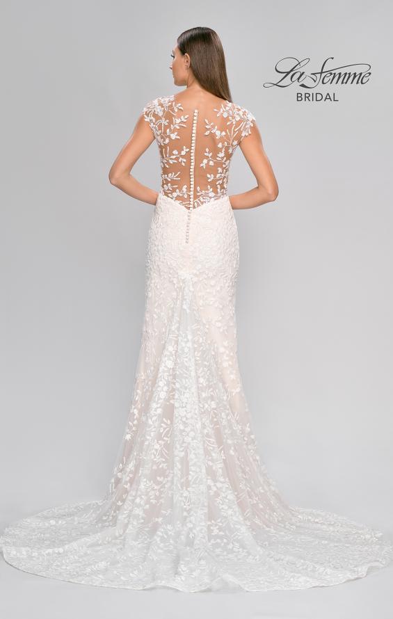 Picture of: Illusion Lace Gown with Trumpet Skirt and Buttons in ILI, Style: B1074, Detail Picture 7