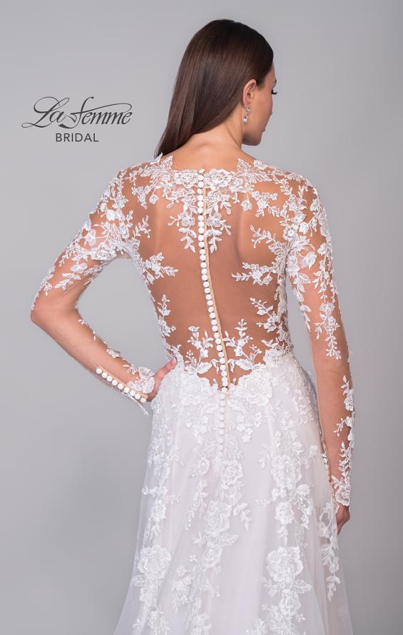 Picture of: Illusion Long Sleeve Gown with Slit and Beautiful Lace Neckline in ILII, Style: B1225, Detail Picture 10