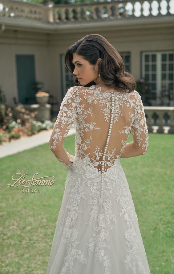 Picture of: Illusion Long Sleeve Gown with Slit and Beautiful Lace Neckline in ILII, Style: B1225, Detail Picture 2