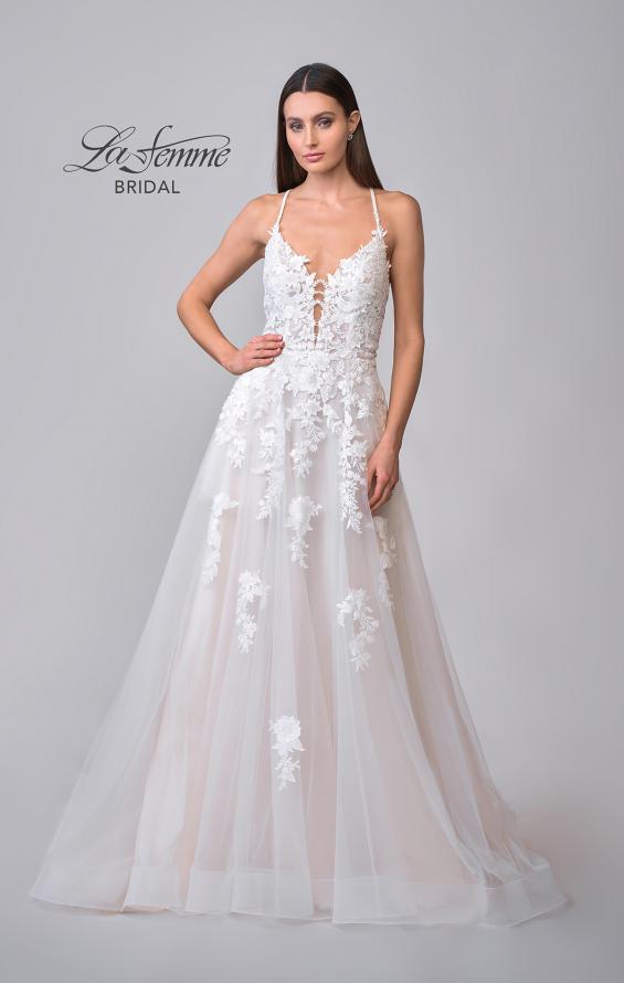 Picture of: A-Line Lace and Tulle Gown with Tie Back in ILIII, Style: B1205, Detail Picture 9