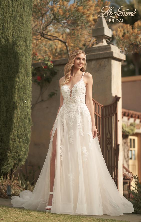 Picture of: A-Line Lace and Tulle Gown with Tie Back in ILIII, Style: B1205, Detail Picture 3