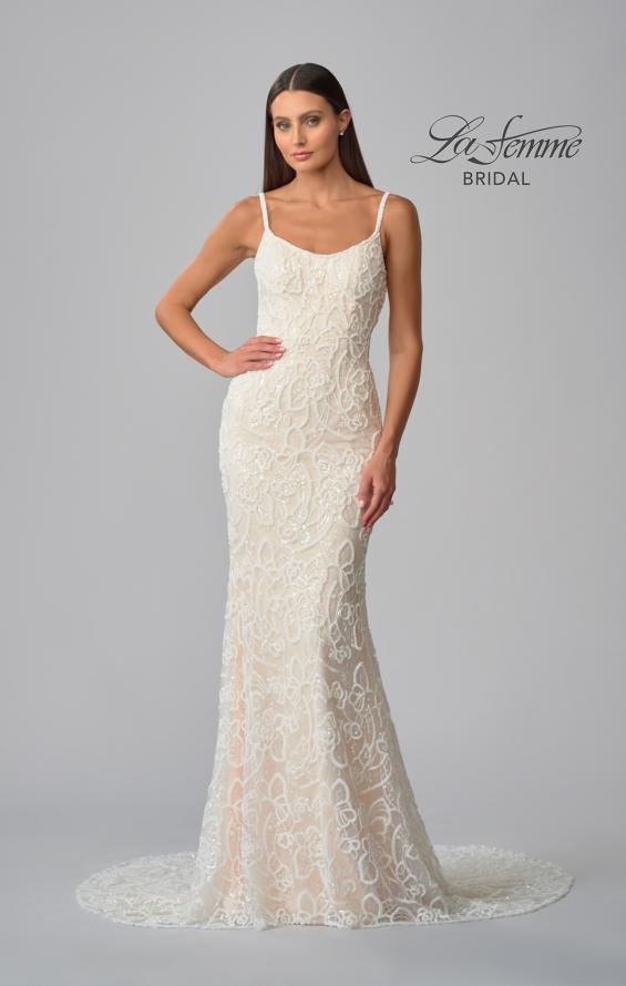 Picture of: Fitted Beaded Gown with Spaghetti Straps in INB, Style: B1067, Detail Picture 9