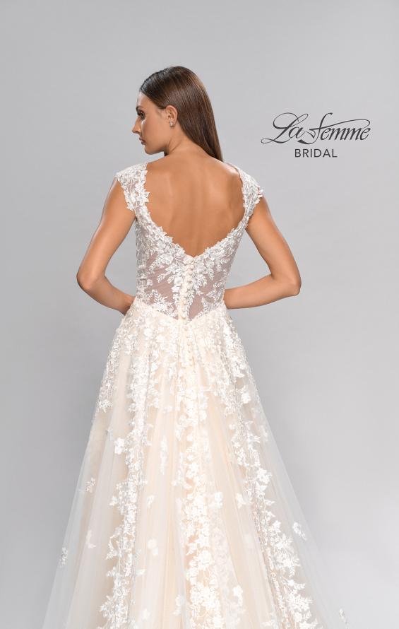 Picture of: A-Line Lace Gown with Slit and Plunge Neckline in INI, Style: B1017, Detail Picture 8