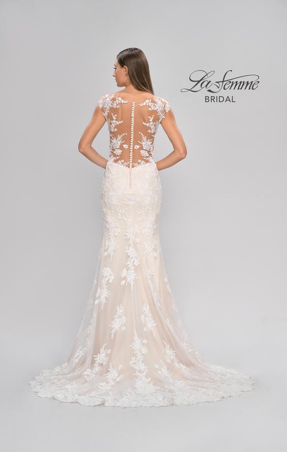 Picture of: Illusion Lace Gown with Detailed Train and Buttons in INI, Style: B1063, Detail Picture 8