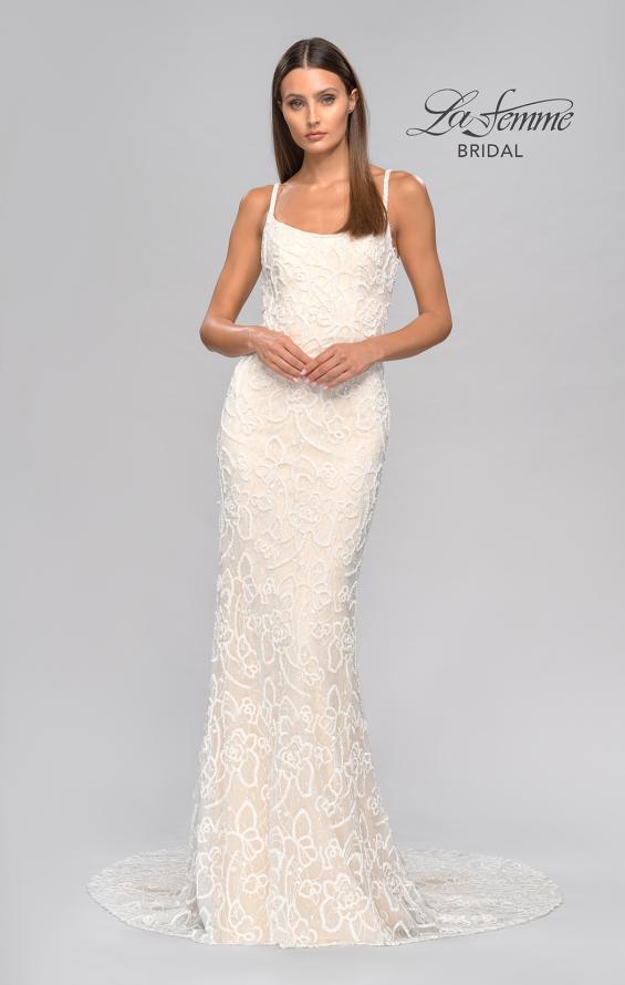 Picture of: Fitted Beaded Gown with Spaghetti Straps in INI, Style: B1067, Detail Picture 8