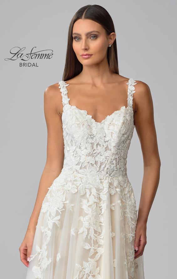 Picture of: Ornate Lace Gown with Slit and Sheer Bodice in INI, Style: B1024, Detail Picture 10