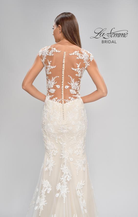 Picture of: Illusion Lace Gown with Detailed Train and Buttons in INI, Style: B1063, Detail Picture 10
