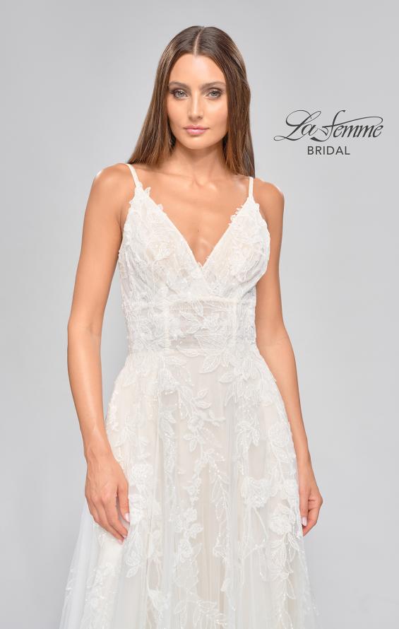 Picture of: Gorgeous Lace A-Line Dress with Ruched Detail Bodice and High Slit in INI, Style: B1075, Detail Picture 10