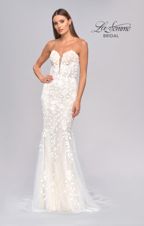 Picture of: Strapless Beaded Net Gown with Plunge Neckline in INI, Style: B1065, Detail Picture 11