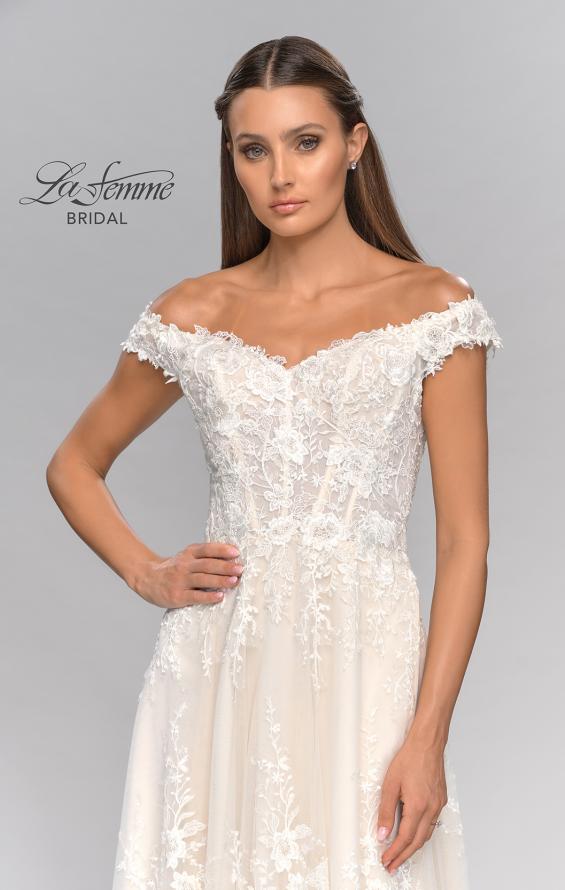 Picture of: Off the Shoulder A-Line Lace Wedding Dress in INI, Style: B1006, Detail Picture 12