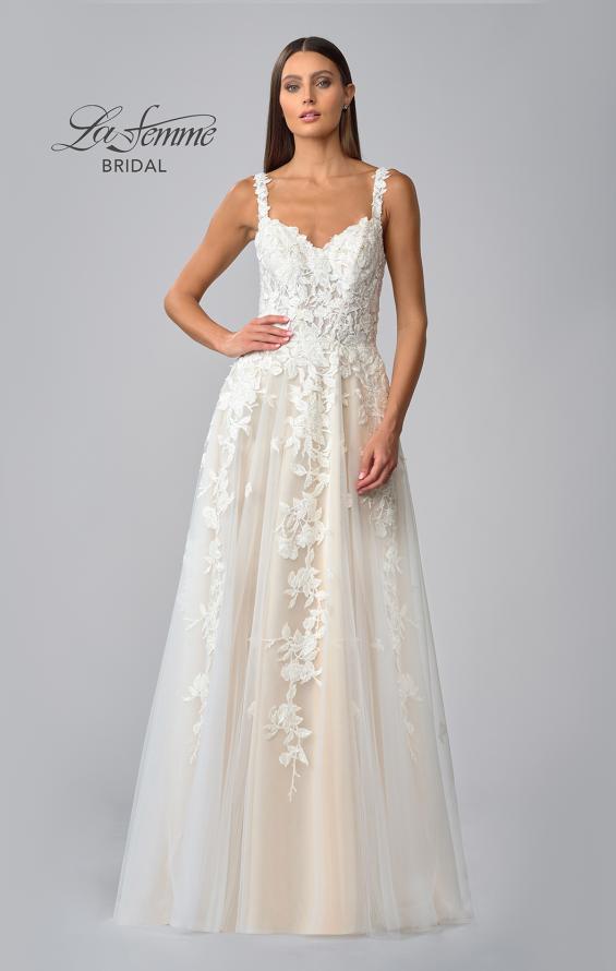 Picture of: Ornate Lace Gown with Slit and Sheer Bodice in INI, Style: B1024, Detail Picture 12