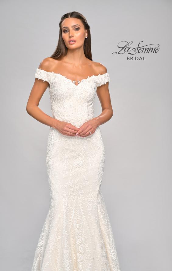 Picture of: Gorgeous Lace Off the Shoulder Mermaid Wedding Gown in INI, Style: B1043, Detail Picture 13