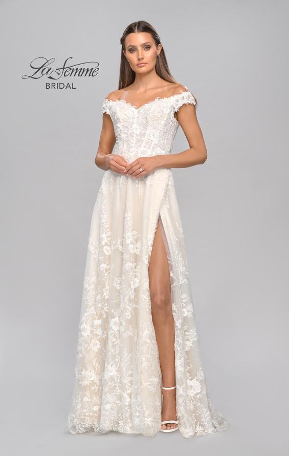 Picture of: Off the Shoulder A-Line Lace Wedding Dress in INI, Style: B1006, Detail Picture 14