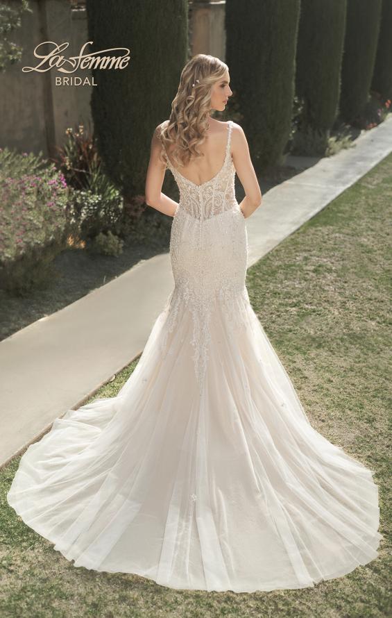 Picture of: Trumpet Gown with Beautiful Lace and Square Neckline in INI, Style: B1022, Back Picture
