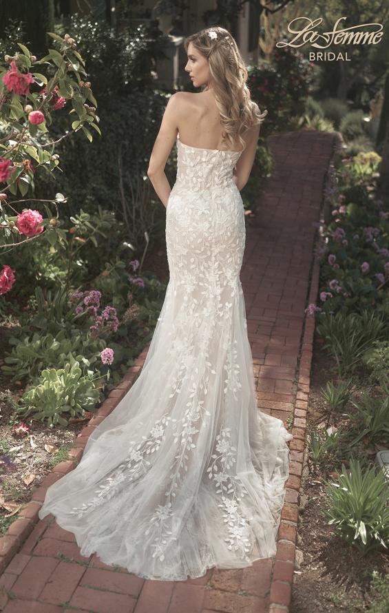 Picture of: Strapless Beaded Net Gown with Plunge Neckline in INI, Style: B1065, Back Picture