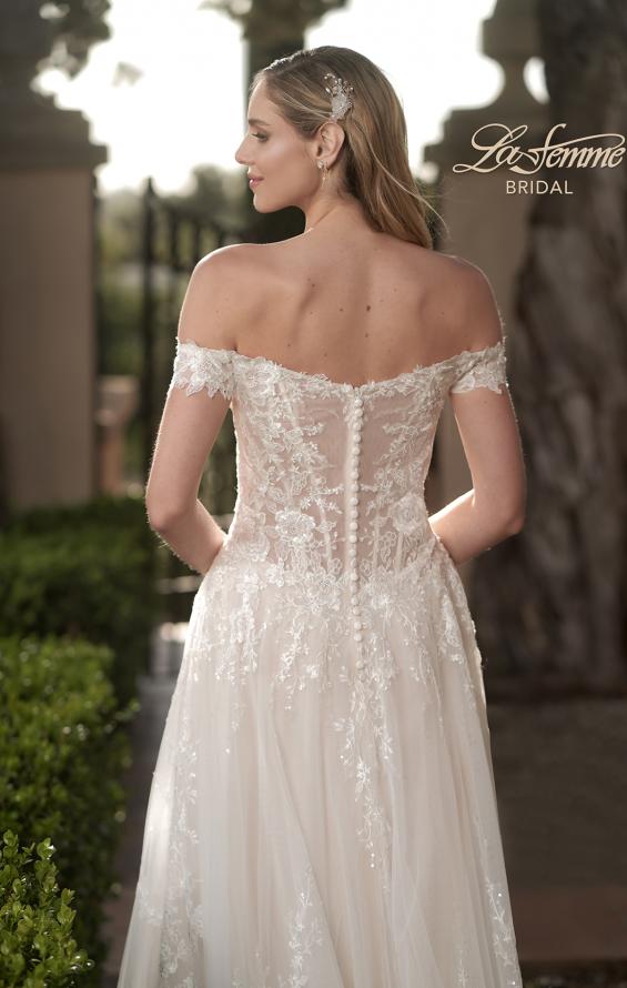 Picture of: Off the Shoulder A-Line Lace Wedding Dress in INI, Style: B1006, Detail Picture 2