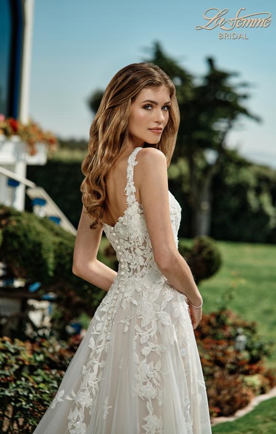 Picture of: Ornate Lace Gown with Slit and Sheer Bodice in INI, Style: B1024, Detail Picture 2