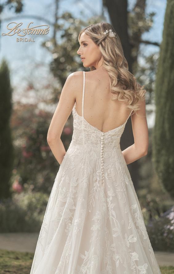 Picture of: Gorgeous Lace A-Line Dress with Ruched Detail Bodice and High Slit in INI, Style: B1075, Detail Picture 2