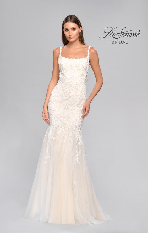 Picture of: Trumpet Gown with Beautiful Lace and Square Neckline in INI, Style: B1022, Detail Picture 3